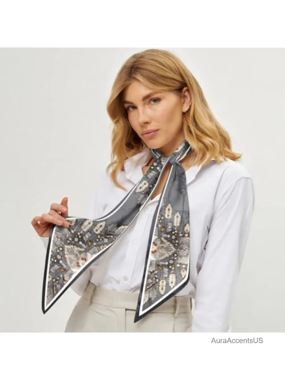 2 Pack Silk Feeling Satin Scarf for Hair Neck Handbag Decoration